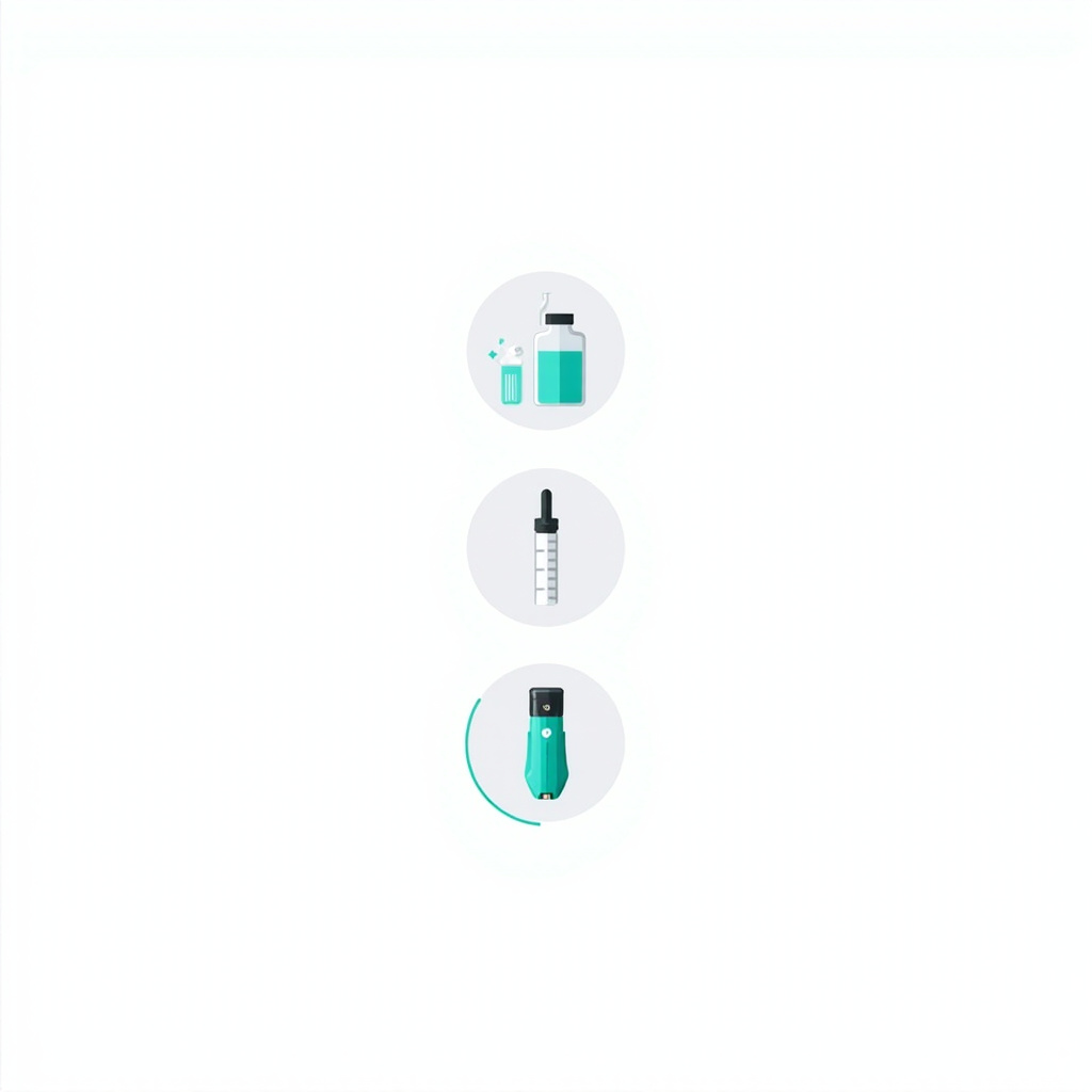 three abstract icons for water testing roles test strips dropper kit and digital meter