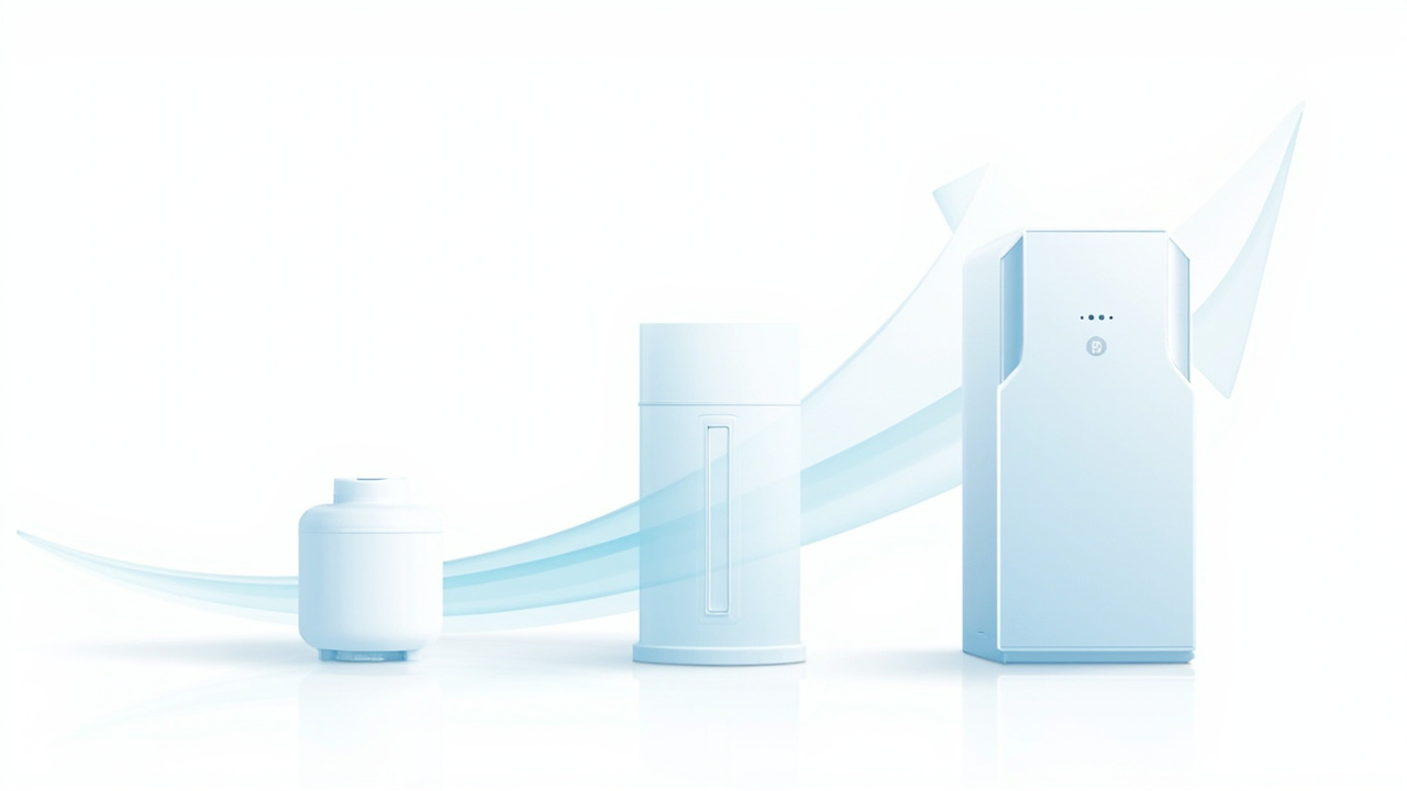 three price tier icons from entry-level to mid-size to premium water softener systems