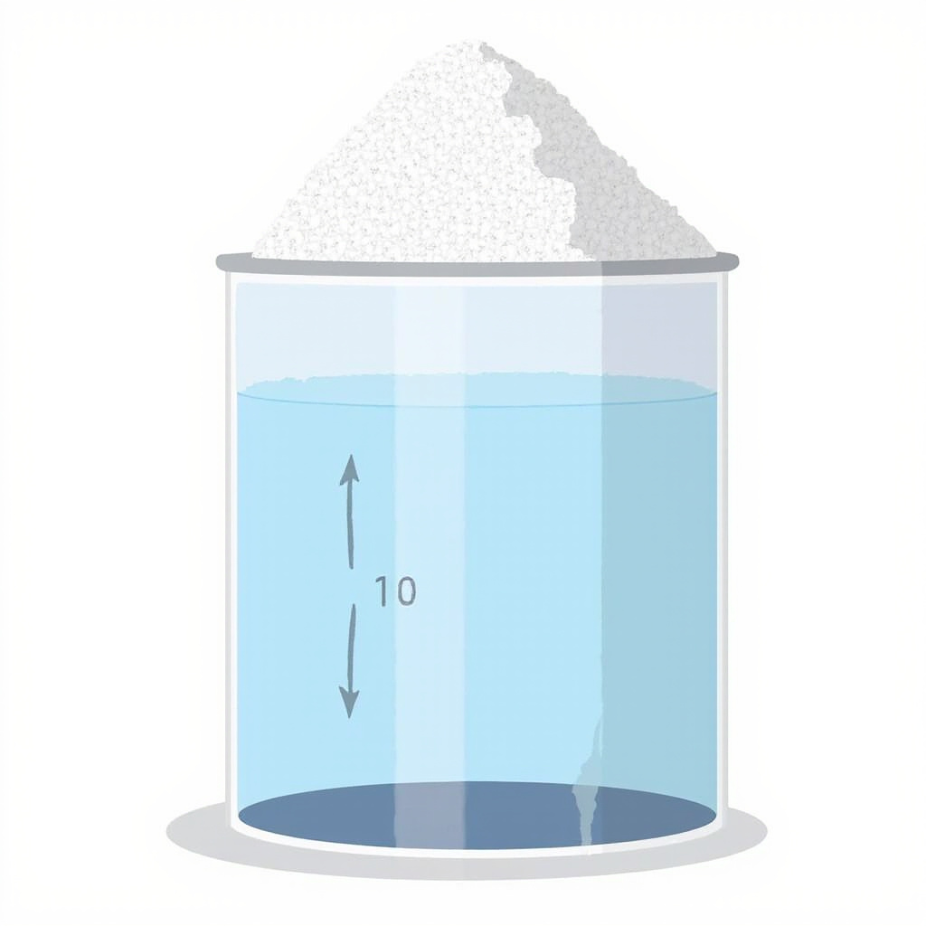 water softener brine tank with salt pile level visible above the water line