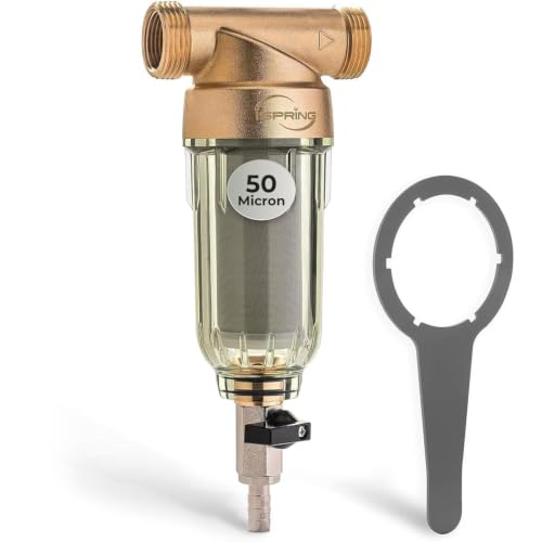 iSpring WSP-50 Spin Down Sediment Water Filter, Whole House Reusable Flushable Pre-Filter