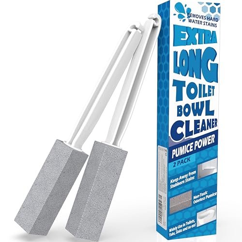 FAZMoss 2 Pack Pumice Stone for Toilet Cleaning, Extra Long Handle