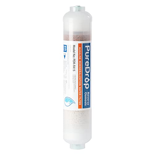Puredrop PDR-FA15 Alkaline Inline Water Filter Cartridge (10\" x 2\", 1/4\" Quick Connect)