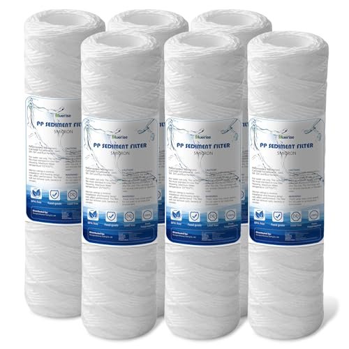 BLUERISE 5 Micron 10\" x 2.5\" String Wound Sediment Filter 6-Pack