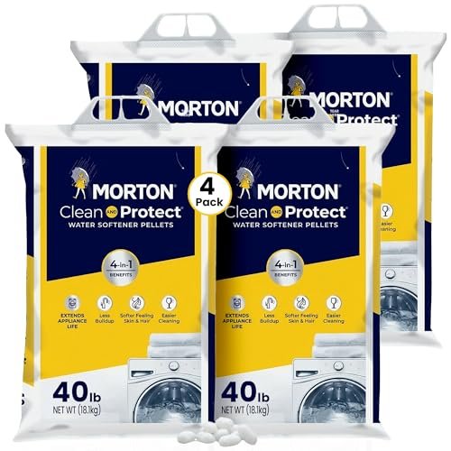 Morton Clean and Protect Water Softener Salt Pellets, 40 lb Bags (4 Pack)