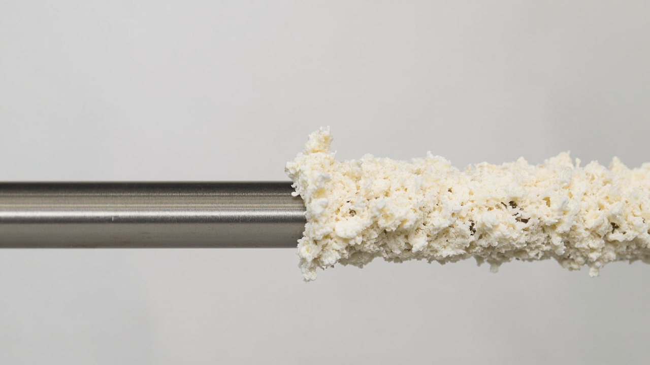 Side-by-side comparison of a clean heating element and a scaled one