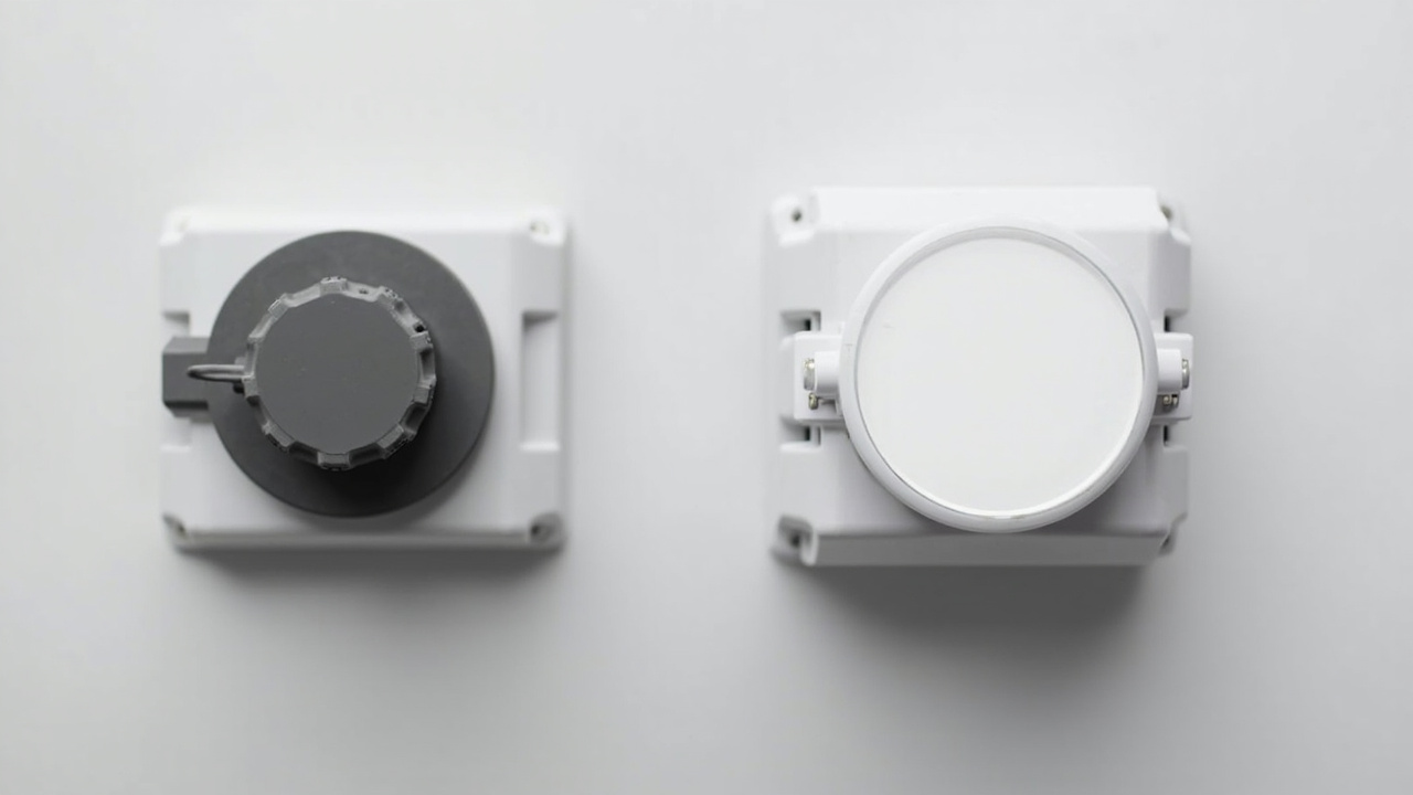 side-by-side comparison of an analog timer dial valve and a digital metered control valve head