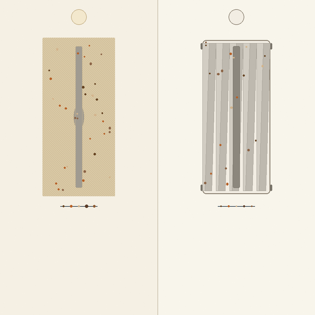 cutaway of a sediment cartridge catching rust and silt, with 5-micron string-wound and pleated matrix side by side