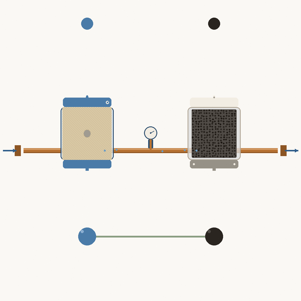 plumbing sequence diagram showing sediment first then carbon on the main line, with arrows for water flow direction