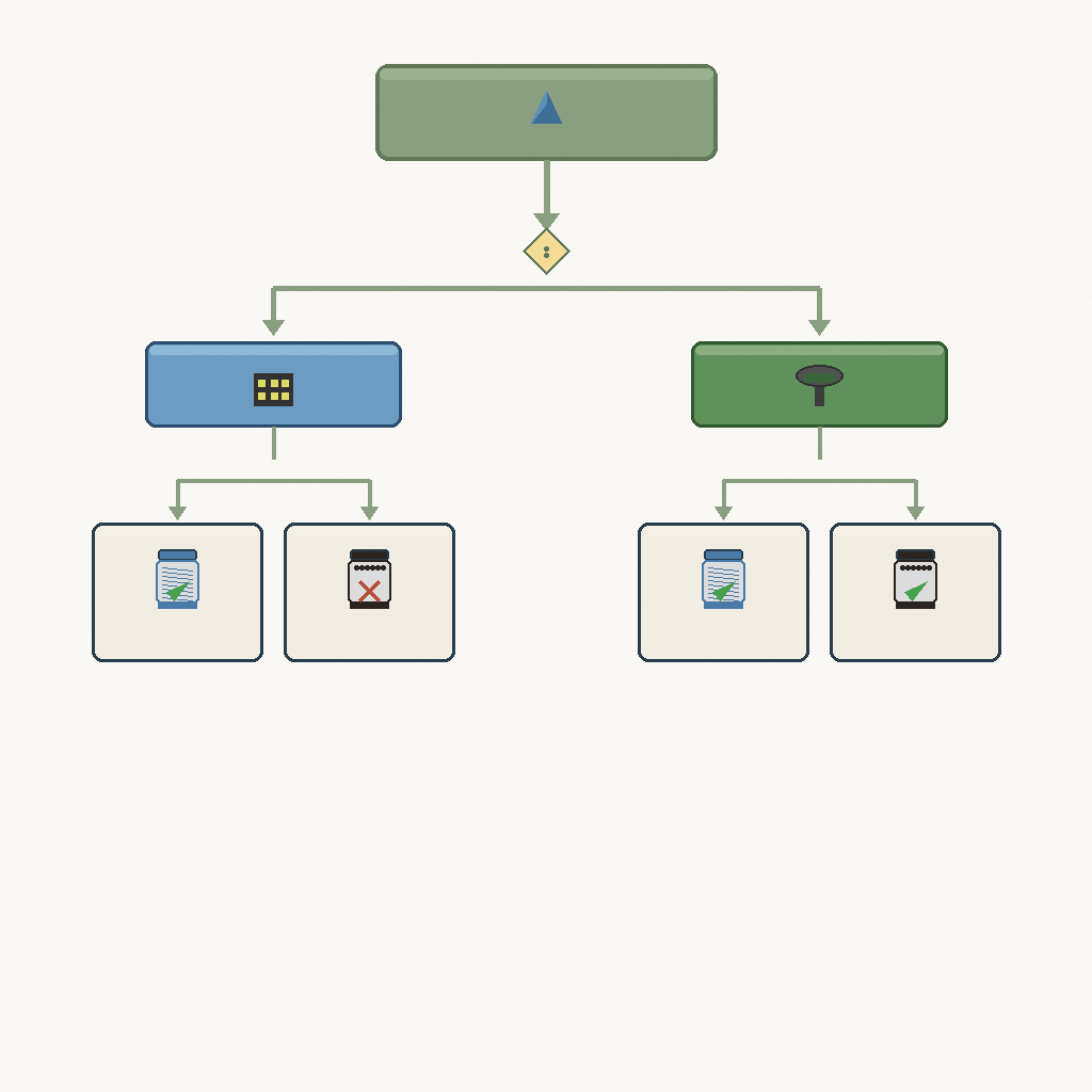 decision tree showing water filter choices by water source, with sediment and carbon filter configurations
